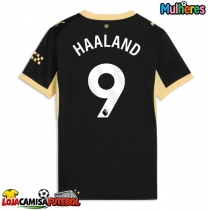 Camisa de Futebol Manchester City Erling Haaland #9 Equipamento Secundário Mulheres 2026-27 Manga Curta